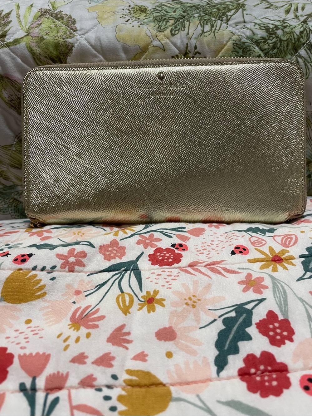 Gold Saffiano Zip-Around Wallet - Women Bags